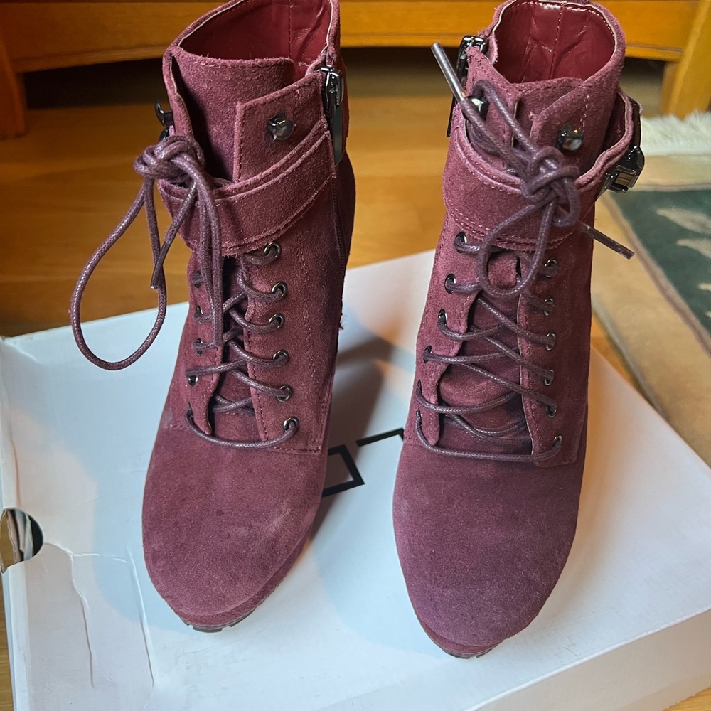 Aldo Maroon Lace-Up Boots for Women